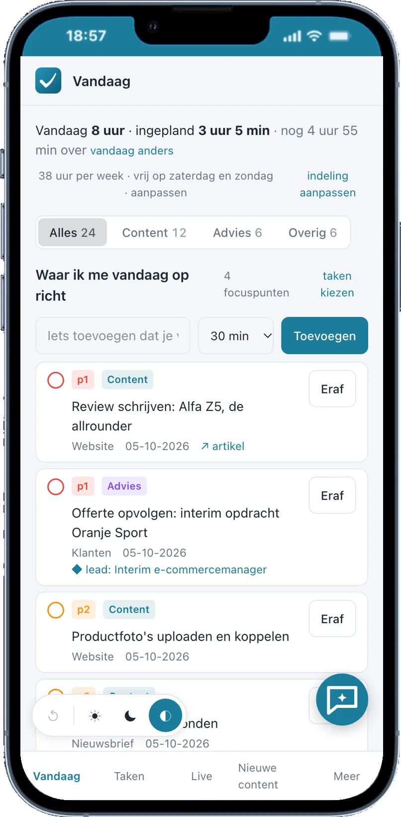 Workforce, demo met fictieve gegevens
